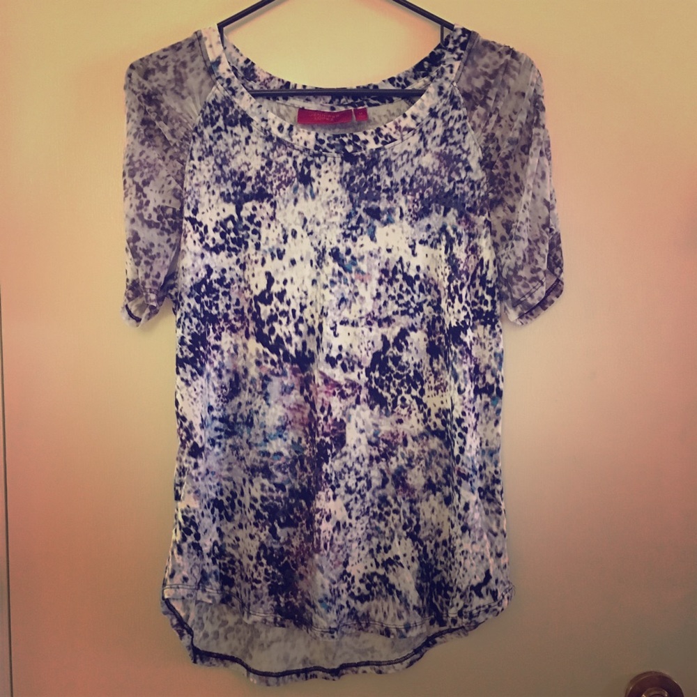Jennifer Lopez Fun Print Short Sleeved Top